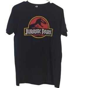 Jurassic Park Black Short Sleeve Graphic Tee M 100% Cotton Retro Style